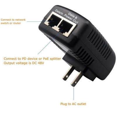 48V 0,5A Collegamento a parete POE Iniettore Ethernet Adapter per telefono IP/CCTV