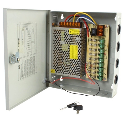 Tipo di uscita Single 9 Port 5 Amp 12V DC Distribution Power Supply Box Cabinet per CCTV