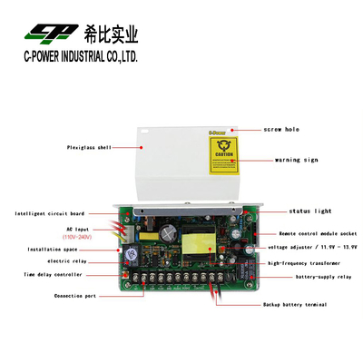 Controllo dell'accesso alla porta UPS DC 12V 5A Fornitura di alimentazione per prestazioni ininterrotte