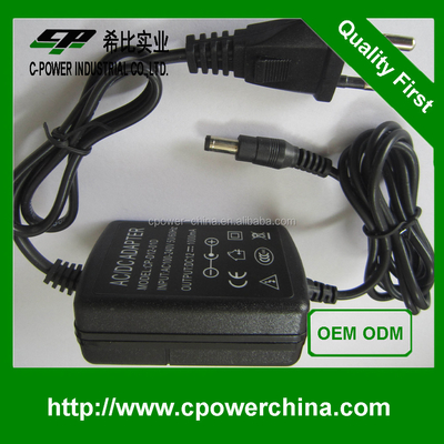 12V 1.2A 12W AC DC Power Adapter con corrente di uscita 1200ma e certificato CE