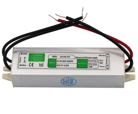 Conducibile di alimentazione impermeabile da 15W per trasformatore a corrente continua a striscia LED a uscita singola 12V 24V
