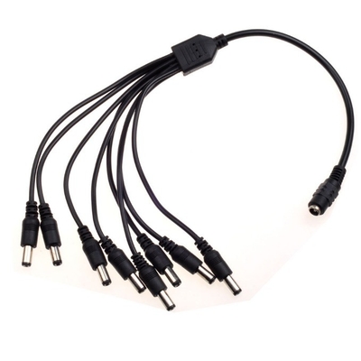 1 cavo splitter maschio a 8 doppio femmina per telecamere CCTV da 5,5 mm/2,1 mm