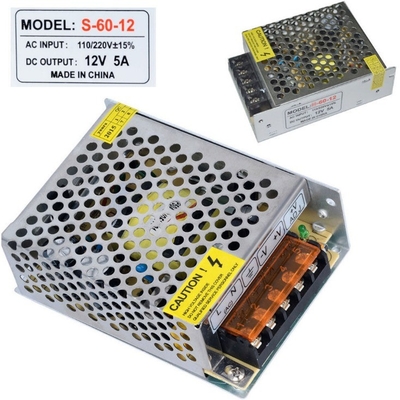 Tipo di uscita singola AC110V/220V DC 5V 12A 12V 5A 24V 3A Fornitore di alimentazione con efficienza dell'88%