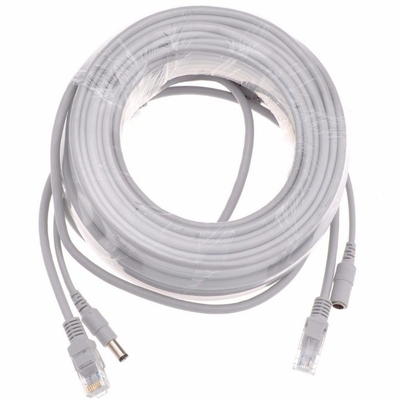 Giubbotto in PVC 5/10/15/20/30M Grigio CAT5/CAT-5e Ethernet RJ45 DC Power CCTV Network Lan Cable