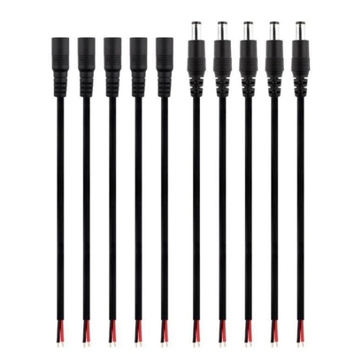 18 AWG DC Power Pigtail Cable 2,1 mm x 5,5 mm Barrel Plug Wire Maschio femmina per 220-240V
