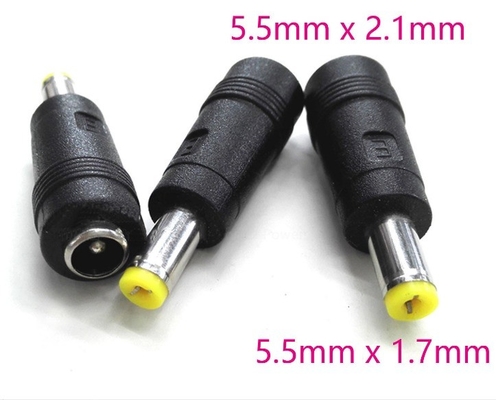 Adapter nero per presa di corrente continua 5.5x1.7mm Maschio a 5.5x2.1mm Femminile Jack Connector