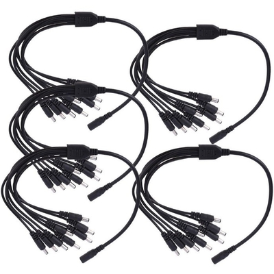 12v dc 8 canale cablo di alimentazione Splitter 1 femmina a 8 maschi Nero CCTV Camera di sicurezza