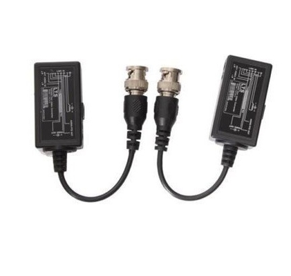 BNC CCTV nero a RJ45 Video Balun con estensore di corrente continua su cavo Ethernet Cat5/6