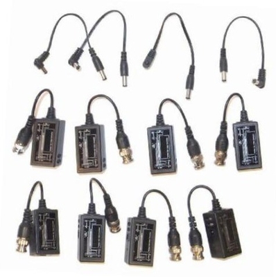 BNC CCTV nero a RJ45 Video Balun con estensore di corrente continua su cavo Ethernet Cat5/6