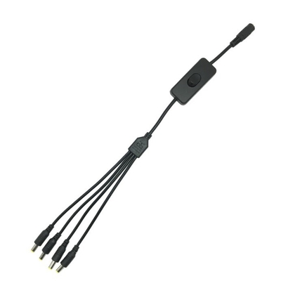 Conduttore di rame a bassa tensione 2.1 * 5,5 mm Camera di sicurezza CCTV Cable Power Splitter con interruttore