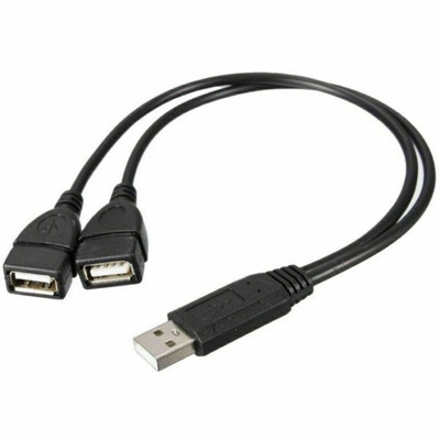 Basso voltaggio USB 2.0 Un maschio a 2 doppio Jack femminile Y Splitter Hub Cord-Cable-Ada Power