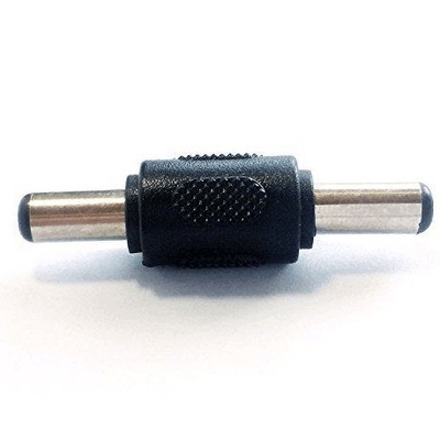 Adaptatore di connettore di accoppiamento maschile a maschio per trasformatore a presa di corrente continua nera 5.5x2.1 mm