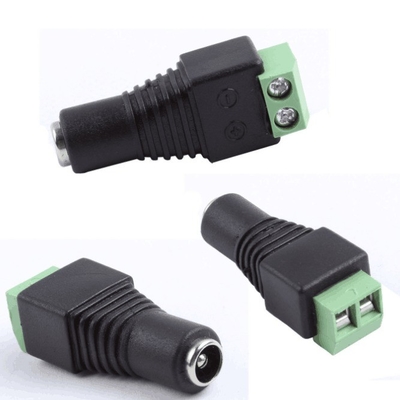 Terminale a vite di alimentazione a corrente continua nero e verde femmina 2.1x5.5mm Jack Connector Adapter per fil di telecamera CCTV