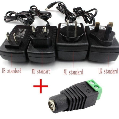 Terminale a vite di alimentazione a corrente continua nero e verde femmina 2.1x5.5mm Jack Connector Adapter per fil di telecamera CCTV