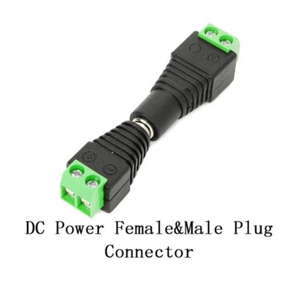 Terminale a vite di alimentazione a corrente continua nero e verde femmina 2.1x5.5mm Jack Connector Adapter per fil di telecamera CCTV