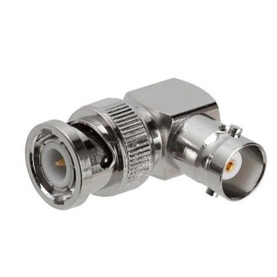 Silver Male Plug to BNC Female Jack Adapter video della telecamera CCTV con angolo di 90 gradi