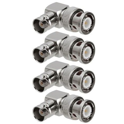 Silver Male Plug to BNC Female Jack Adapter video della telecamera CCTV con angolo di 90 gradi