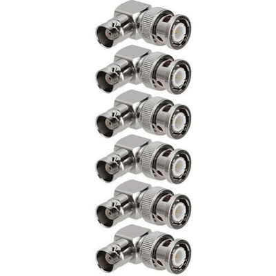 Silver Male Plug to BNC Female Jack Adapter video della telecamera CCTV con angolo di 90 gradi