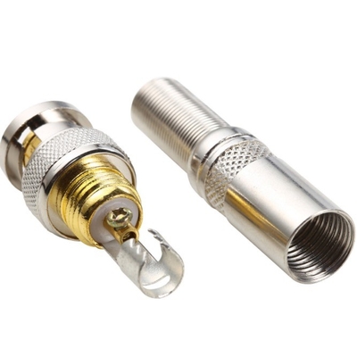 Superiore Silver BNC Male Connector Plug Adapter per cavo audio video senza saldatura