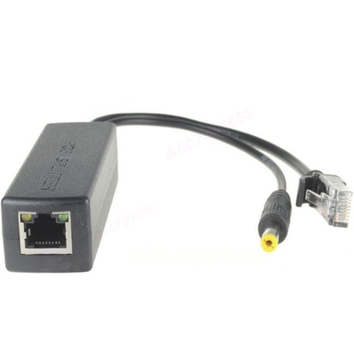 48V a 12V 5V 2.4A Splitter PoE attivo per telecamere IP CCTV IEEE802.3 Conforme in nero