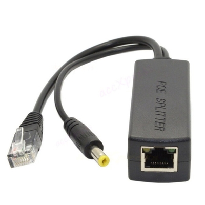 48V a 12V 5V 2.4A Splitter PoE attivo per telecamere IP CCTV IEEE802.3 Conforme in nero