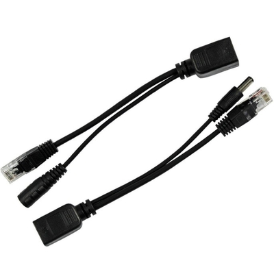 Potenza passiva nera su Ethernet Rj45 Poe Adapter Iniezione Splitter per -40°C 60°C