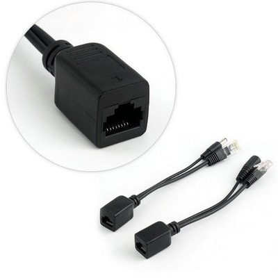 Potenza passiva nera su Ethernet Rj45 Poe Adapter Iniezione Splitter per -40°C 60°C