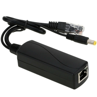 Trasmissione di rete Black PoE Splitter Cable Adapter IEEE802.3af 12V DC per telecamera IP