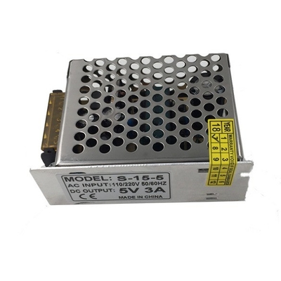 Fornitore di alimentazione di commutazione di 5V 3A 15W per ingresso a striscia LED 100-240Vac 50-60Hz