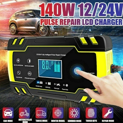 schermo LCD touch 12V 8A 24V 4A caricabatterie per auto moto batteria al piombo acido