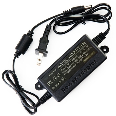 Black C-Power AC100-240V DC 12V 2A Adaptore di alimentazione a presa montato a parete 12Volt per UE AU UK US