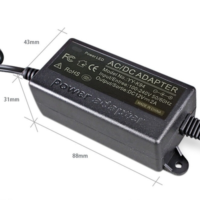 Black C-Power AC100-240V DC 12V 2A Adaptore di alimentazione a presa montato a parete 12Volt per UE AU UK US